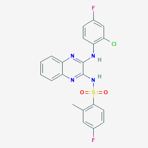molecular formula C21H15ClF2N4O2S B12124702 N-{3-[(2-chloro-4-fluorophenyl)amino]quinoxalin-2-yl}-4-fluoro-2-methylbenzene-1-sulfonamide 