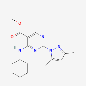 4-(Cyclohexylamino)-2-(3,5-dimethyl-1-pyrazolyl)-5-pyrimidinecarboxylic acid ethyl ester