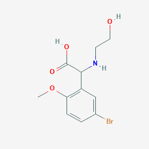 molecular formula C11H14BrNO4 B12124873 Benzeneacetic acid, 5-bromo-alpha-[(2-hydroxyethyl)amino]-2-methoxy- CAS No. 1378255-16-3