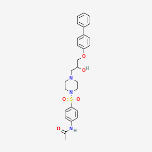 molecular formula C27H31N3O5S B12124939 N-[4-({4-[3-(biphenyl-4-yloxy)-2-hydroxypropyl]piperazin-1-yl}sulfonyl)phenyl]acetamide 