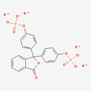 molecular formula C20H12K4O10P2 B1212502 tetrapotassium;[4-[3-oxo-1-(4-phosphonatooxyphenyl)-2-benzofuran-1-yl]phenyl] phosphate CAS No. 69815-55-0