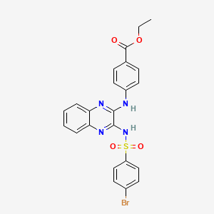 molecular formula C23H19BrN4O4S B12125022 Ethyl 4-{[3-(4-bromobenzenesulfonamido)quinoxalin-2-yl]amino}benzoate 