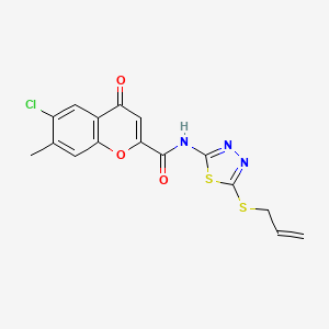 molecular formula C16H12ClN3O3S2 B12125151 6-chloro-7-methyl-4-oxo-N-[(2Z)-5-(prop-2-en-1-ylsulfanyl)-1,3,4-thiadiazol-2(3H)-ylidene]-4H-chromene-2-carboxamide 