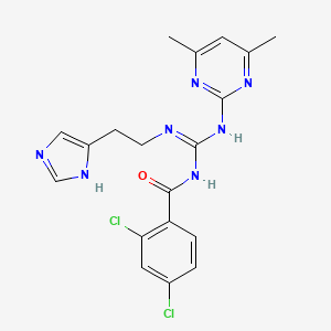 molecular formula C19H19Cl2N7O B12125308 2,4-dichloro-N-[(E)-[(4,6-dimethylpyrimidin-2-yl)amino]{[2-(1H-imidazol-4-yl)ethyl]amino}methylidene]benzamide 