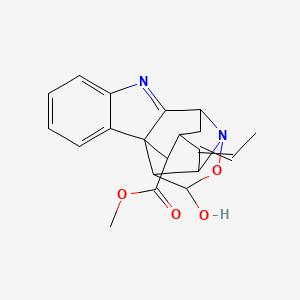 molecular formula C20H20N2O4 B1212532 Methyl 13-ethylidene-17-hydroxy-16-oxa-8,15-diazahexacyclo[10.6.1.01,9.02,7.010,15.014,18]nonadeca-2,4,6,8-tetraene-19-carboxylate 