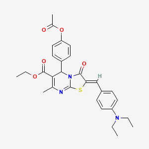 molecular formula C29H31N3O5S B12125375 Ethyl 5-(4-acetoxyphenyl)-2-(4-(diethylamino)benzylidene)-7-methyl-3-oxo-3,5-dihydro-2H-thiazolo[3,2-a]pyrimidine-6-carboxylate CAS No. 324568-13-0
