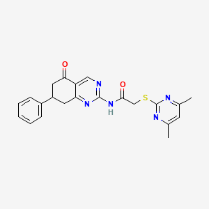 molecular formula C22H21N5O2S B12125397 2-[(4,6-dimethylpyrimidin-2-yl)sulfanyl]-N-(5-oxo-7-phenyl-5,6,7,8-tetrahydroquinazolin-2-yl)acetamide 