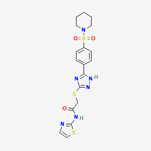 molecular formula C18H20N6O3S3 B1212541 2-[[5-[4-(1-piperidinylsulfonyl)phenyl]-1H-1,2,4-triazol-3-yl]thio]-N-(2-thiazolyl)acetamide 