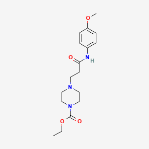 molecular formula C17H25N3O4 B1212547 4-[3-(4-Methoxyanilino)-3-oxopropyl]-1-piperazinecarboxylic acid ethyl ester 