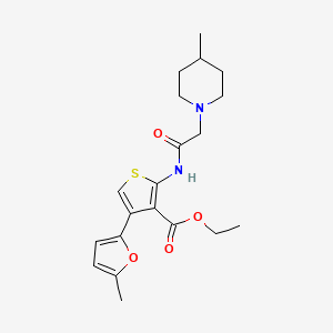 molecular formula C20H26N2O4S B12125478 Ethyl 4-(5-methylfuran-2-yl)-2-[2-(4-methylpiperidin-1-yl)acetamido]thiophene-3-carboxylate 