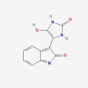 molecular formula C11H7N3O3 B12125796 2,4-Imidazolidinedione, 5-(1,2-dihydro-2-oxo-3H-indol-3-ylidene)- CAS No. 127815-07-0