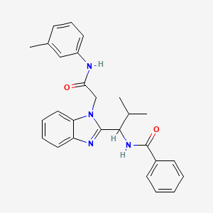 molecular formula C27H28N4O2 B12125880 N-[2-methyl-1-(1-{[(3-methylphenyl)carbamoyl]methyl}-1H-1,3-benzodiazol-2-yl)propyl]benzamide 