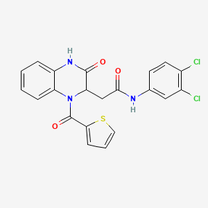 molecular formula C21H15Cl2N3O3S B12125960 N-(3,4-dichlorophenyl)-2-[3-oxo-1-(thiophen-2-ylcarbonyl)-1,2,3,4-tetrahydroquinoxalin-2-yl]acetamide 
