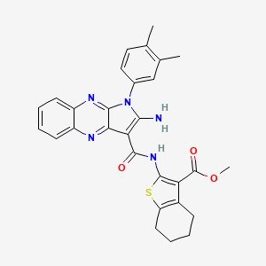 molecular formula C29H27N5O3S B12125966 methyl 2-({[2-amino-1-(3,4-dimethylphenyl)-1H-pyrrolo[2,3-b]quinoxalin-3-yl]carbonyl}amino)-4,5,6,7-tetrahydro-1-benzothiophene-3-carboxylate 