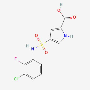 molecular formula C11H8ClFN2O4S B12125983 4-[(3-chloro-2-fluorophenyl)sulfamoyl]-1H-pyrrole-2-carboxylic acid 