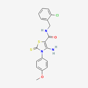 molecular formula C18H16ClN3O2S2 B12126016 4-amino-N-(2-chlorobenzyl)-3-(4-methoxyphenyl)-2-thioxo-2,3-dihydro-1,3-thiazole-5-carboxamide 