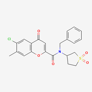 molecular formula C22H20ClNO5S B12126101 N-benzyl-6-chloro-N-(1,1-dioxidotetrahydrothiophen-3-yl)-7-methyl-4-oxo-4H-chromene-2-carboxamide 
