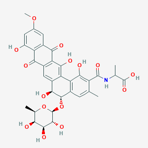 molecular formula C34H33NO15 B1212614 2-[[(5S,6S)-1,6,9,14-tetrahydroxy-11-methoxy-3-methyl-8,13-dioxo-5-[(2S,3R,4S,5R,6R)-3,4,5-trihydroxy-6-methyloxan-2-yl]oxy-5,6-dihydrobenzo[a]tetracene-2-carbonyl]amino]propanoic acid 