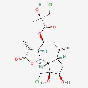 molecular formula C19H24Cl2O7 B1212620 [(3aR,4S,6aR,8R,9S,9aS,9bS)-9-(chloromethyl)-8,9-dihydroxy-3,6-dimethylidene-2-oxo-3a,4,5,6a,7,8,9a,9b-octahydroazuleno[4,5-b]furan-4-yl] (2S)-3-chloro-2-hydroxy-2-methylpropanoate 