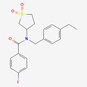 molecular formula C20H22FNO3S B12126216 N-(1,1-dioxidotetrahydrothiophen-3-yl)-N-(4-ethylbenzyl)-4-fluorobenzamide 