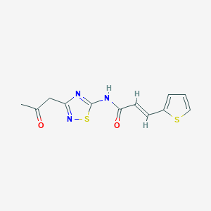 molecular formula C12H11N3O2S2 B12126233 (2E)-N-[3-(2-oxopropyl)-1,2,4-thiadiazol-5-yl]-3-(thiophen-2-yl)prop-2-enamide 