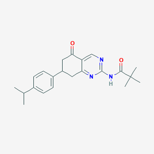 molecular formula C22H27N3O2 B12126244 2,2-dimethyl-N-{5-oxo-7-[4-(propan-2-yl)phenyl]-5,6,7,8-tetrahydroquinazolin-2-yl}propanamide 
