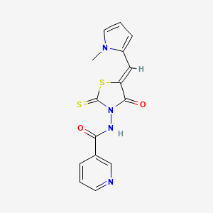molecular formula C15H12N4O2S2 B12126265 (Z)-N-(5-((1-methyl-1H-pyrrol-2-yl)methylene)-4-oxo-2-thioxothiazolidin-3-yl)nicotinamide 
