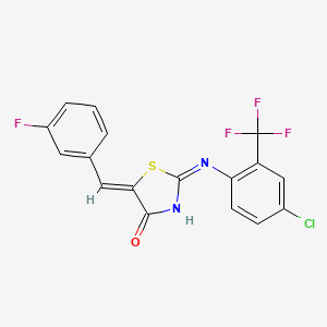 molecular formula C17H9ClF4N2OS B12126284 (5Z)-2-{[4-chloro-2-(trifluoromethyl)phenyl]amino}-5-(3-fluorobenzylidene)-1,3-thiazol-4(5H)-one 