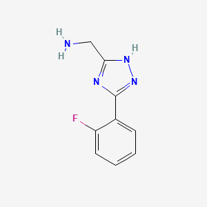 molecular formula C9H9FN4 B12126291 1H-1,2,4-Triazole-5-methanamine, 3-(2-fluorophenyl)- 