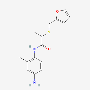 molecular formula C15H18N2O2S B12126307 Propanamide, N-(4-amino-2-methylphenyl)-2-[(2-furanylmethyl)thio]- CAS No. 1152574-18-9