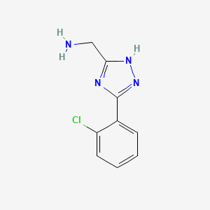 molecular formula C9H9ClN4 B12126457 1H-1,2,4-Triazole-5-methanamine, 3-(2-chlorophenyl)- 