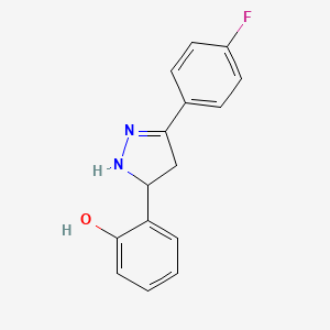 molecular formula C15H13FN2O B12126473 Phenol, 2-[3-(4-fluorophenyl)-4,5-dihydro-1H-pyrazol-5-yl]- CAS No. 138840-92-3