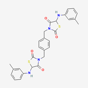 molecular formula C28H26N4O4S2 B12126479 2,4-Thiazolidinedione, 3,3'-[(1,4-phenylene)bis(methylene)]bis[5-[(3-methylphenyl)amino]- CAS No. 1030625-15-0