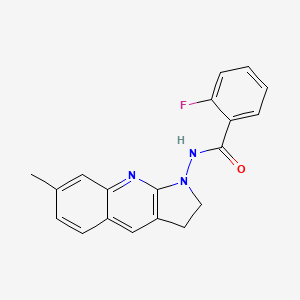 molecular formula C19H16FN3O B12126489 2-fluoro-N-(7-methyl-2,3-dihydro-1H-pyrrolo[2,3-b]quinolin-1-yl)benzamide 
