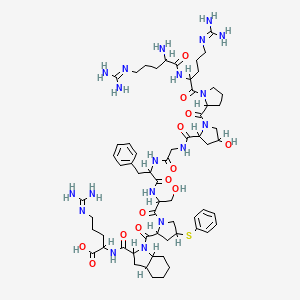B1212652 D-Arg(0)(hyp(3)-D-hype(trans-thiophenyl)(7),oic(8))bradykinin CAS No. 147333-13-9