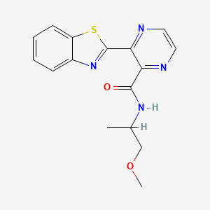 molecular formula C16H16N4O2S B12126604 3-(1,3-benzothiazol-2-yl)-N-(1-methoxypropan-2-yl)pyrazine-2-carboxamide 