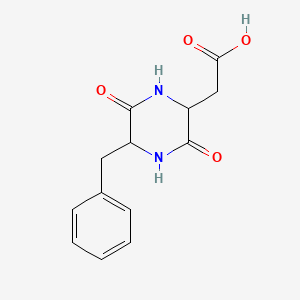 molecular formula C13H14N2O4 B1212672 2-(5-Benzyl-3,6-dioxopiperazin-2-yl)acetic acid CAS No. 55102-13-1