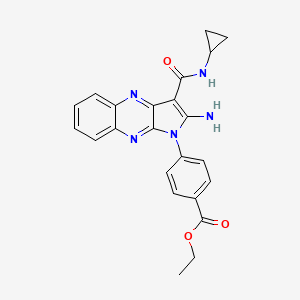 molecular formula C23H21N5O3 B12126747 ethyl 4-[2-amino-3-(cyclopropylcarbamoyl)-1H-pyrrolo[2,3-b]quinoxalin-1-yl]benzoate 