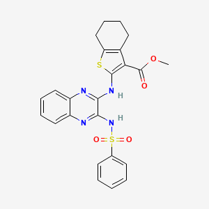 molecular formula C24H22N4O4S2 B12126802 Methyl 2-({3-[(phenylsulfonyl)amino]quinoxalin-2-yl}amino)-4,5,6,7-tetrahydro-1-benzothiophene-3-carboxylate 