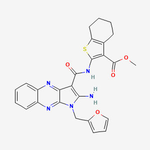 molecular formula C26H23N5O4S B12126887 methyl 2-({[2-amino-1-(furan-2-ylmethyl)-1H-pyrrolo[2,3-b]quinoxalin-3-yl]carbonyl}amino)-4,5,6,7-tetrahydro-1-benzothiophene-3-carboxylate 