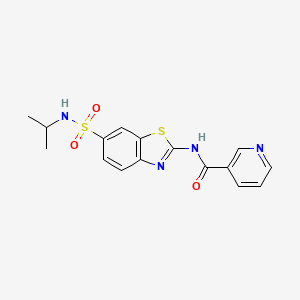 molecular formula C16H16N4O3S2 B12126986 N-[6-(propan-2-ylsulfamoyl)-1,3-benzothiazol-2-yl]pyridine-3-carboxamide 