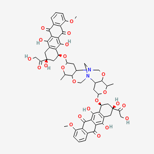 (7S,9S)-7-[[6,15-dimethyl-13-[[(1S,3S)-3,5,12-trihydroxy-3-(2-hydroxyacetyl)-10-methoxy-6,11-dioxo-2,4-dihydro-1H-tetracen-1-yl]oxy]-5,8,14,17-tetraoxa-1,10-diazatetracyclo[8.8.1.02,7.011,16]nonadecan-4-yl]oxy]-6,9,11-trihydroxy-9-(2-hydroxyacetyl)-4-methoxy-8,10-dihydro-7H-tetracene-5,12-dione