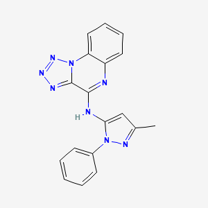 molecular formula C18H14N8 B12127061 Tetrazolo[1,5-a]quinoxalin-4-amine, N-(3-methyl-1-phenyl-1H-pyrazol-5-yl)- CAS No. 956453-88-6
