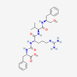 molecular formula C30H43N7O6 B1212710 (2S)-2-[[(2S)-5-(diaminomethylideneamino)-1-[[(2S)-1-[[(2S)-1-hydroxy-3-phenylpropan-2-yl]amino]-3-methyl-1-oxobutan-2-yl]amino]-1-oxopentan-2-yl]carbamoylamino]-3-phenylpropanoic acid 