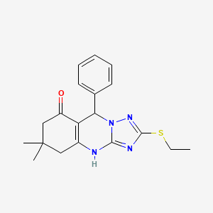 molecular formula C19H22N4OS B12127101 2-(ethylsulfanyl)-6,6-dimethyl-9-phenyl-5,6,7,9-tetrahydro[1,2,4]triazolo[5,1-b]quinazolin-8(4H)-one 