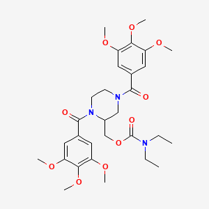 molecular formula C30H41N3O10 B1212713 Carbamic acid, N,N-diethyl-, (1,4-bis(3,4,5-trimethoxybenzoyl)-2-piperazinyl)methyl ester CAS No. 158978-98-4