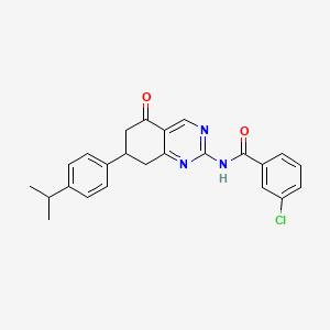 molecular formula C24H22ClN3O2 B12127183 3-chloro-N-{5-oxo-7-[4-(propan-2-yl)phenyl]-5,6,7,8-tetrahydroquinazolin-2-yl}benzamide 