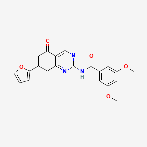 molecular formula C21H19N3O5 B12127231 N-[7-(furan-2-yl)-5-oxo-5,6,7,8-tetrahydroquinazolin-2-yl]-3,5-dimethoxybenzamide 