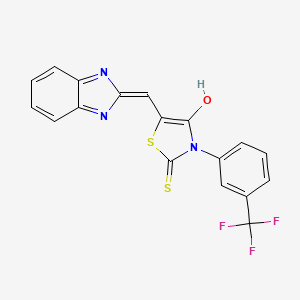 molecular formula C18H10F3N3OS2 B12127239 (5E)-5-(1H-benzimidazol-2-ylmethylidene)-2-thioxo-3-[3-(trifluoromethyl)phenyl]-1,3-thiazolidin-4-one 