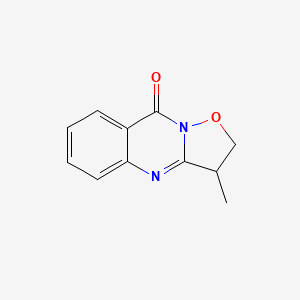 molecular formula C11H10N2O2 B1212744 9H-Isoxazolo[3,2-b]quinazolin-9-one, 2,3-dihydro-3-methyl- CAS No. 37795-71-4
